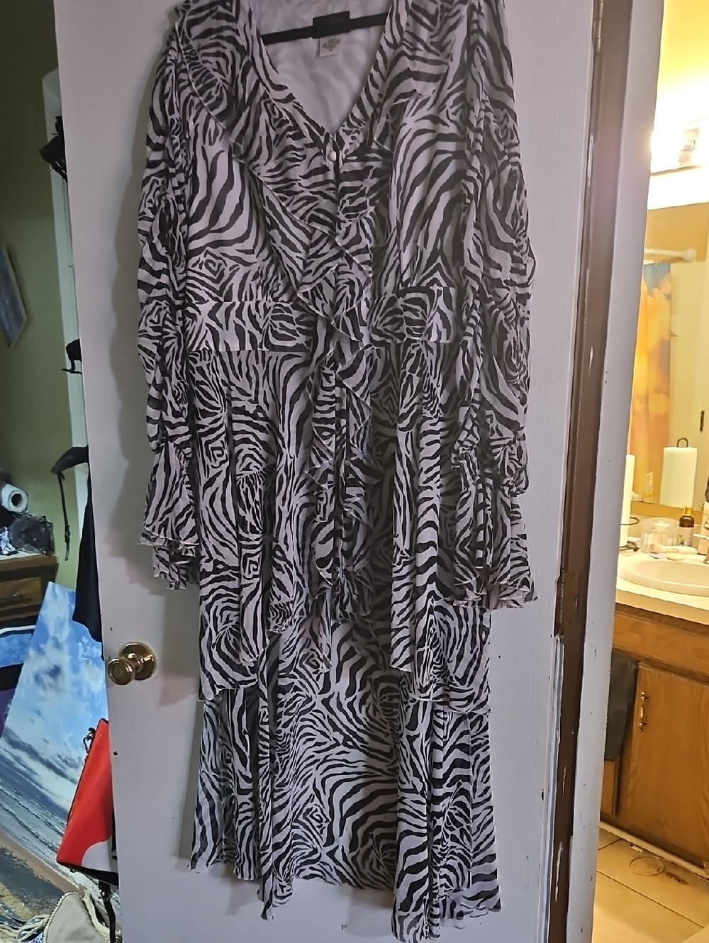 Tiered Hi Low Zebra print Top